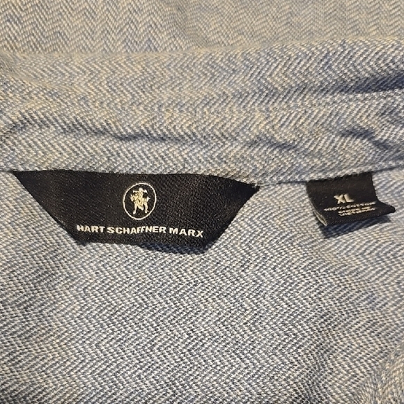 Hart Schaffner Marx Casual Blue Button Down Shirt - Picture 2 of 3